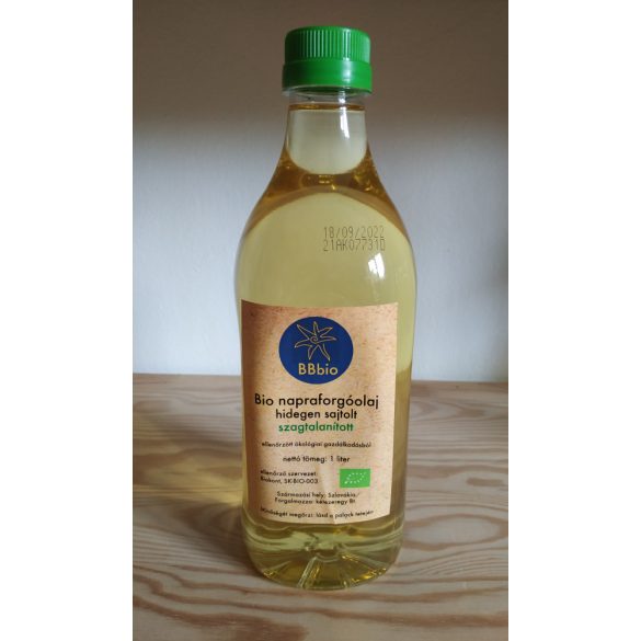 Organic sunflower oil - cold pressed and deodorised - BBbio - 1 l