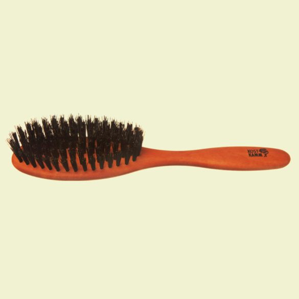  Hairbrush, pear tree, stiff black bristle,oval shape, 6 rows