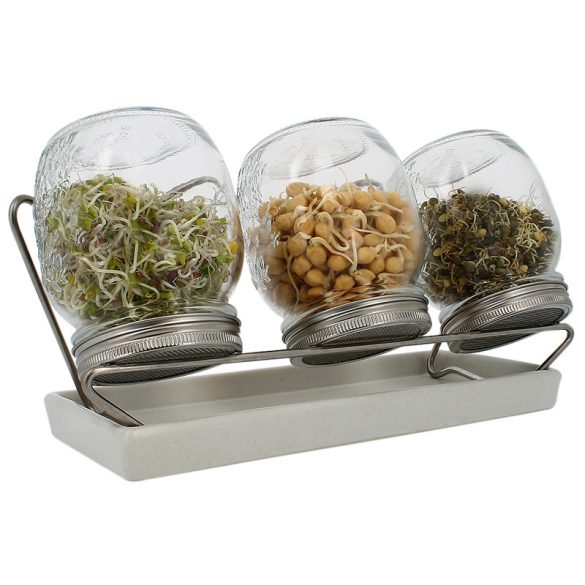Eschenfelder sprout glass system with 3 glasses and white tray