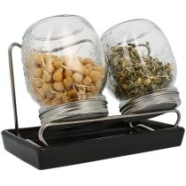   Eschenfelder Sprossenglas-System mit 2 Gläsern und schwarzer Schale