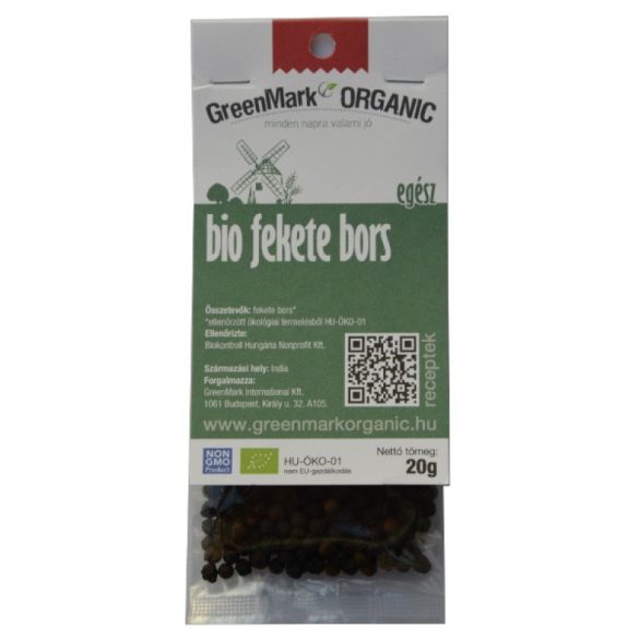 Organic black pepper - whole (Greenmark) 20g
