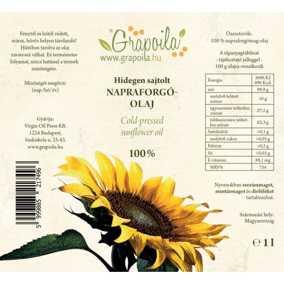 Bio Sonnenblumenöl - Grapoila - 1 l