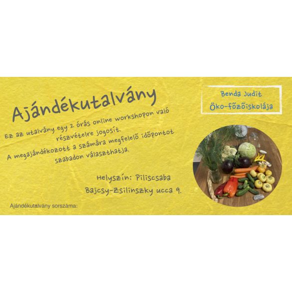 Főzőiskola-ajándékutalvány  – a két órás online workshopokra